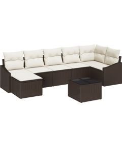 vidaXL Zestaw do jadalni 7 częściowy w ogrodzie z poduszkami szary polirattan Dārza mēbeļu komplekti