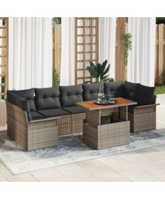 vidaXL 8-Częściowy Zestaw Sof Ogrodowych z Poduszkami Szary Polirattan Akacja Dārza mēbeļu komplekti