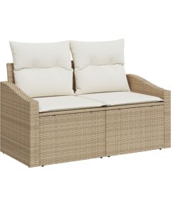 vidaXL 9-elementowy zestaw sof ogrodowych z poduszkami Beżowy Polirattan Dārza mēbeļu komplekti