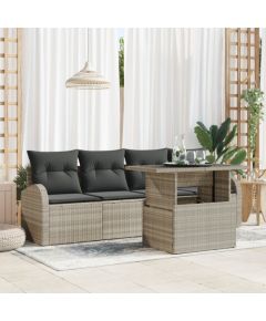 vidaXL Zestaw sof ogrodowych 5-częściowy z poduszkami jasnoszary polirattan Dārza mēbeļu komplekti