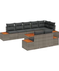 vidaXL 9-Częściowy Zestaw Sof Ogrodowych z Poduszkami Szary Polirattan Akacja Dārza mēbeļu komplekti
