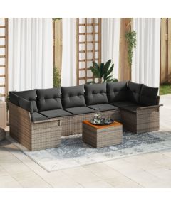 vidaXL 8 Częściowy Zestaw Sof Ogrodowych z Poduszkami Szary Poli Rattan Akacja Dārza mēbeļu komplekti