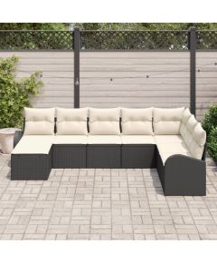 vidaXL Zestaw Sof Ogrodowych 8 Części z Poduszkami Czarny Rattan Polipropylen Dārza mēbeļu komplekti