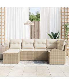 vidaXL Zestaw 6-częściowy sof ogrodowych z poduszkami Beżowy poli rattan Dārza mēbeļu komplekti