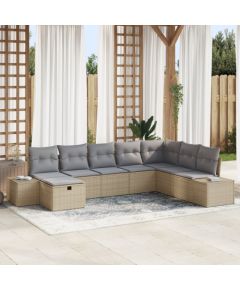 vidaXL Zestaw Sof Ogrodowych 8 Elementów z Poduszkami Beżowy Polirattan Dārza mēbeļu komplekti