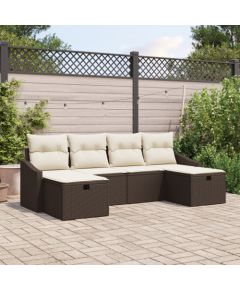 vidaXL 6-częściowy zestaw sof ogrodowych z poduszkami Brązowy Polirattan Dārza mēbeļu komplekti