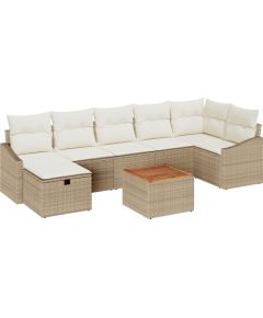vidaXL 8-częściowy zestaw sof ogrodowych z poduszkami Beżowy polirattan Dārza mēbeļu komplekti
