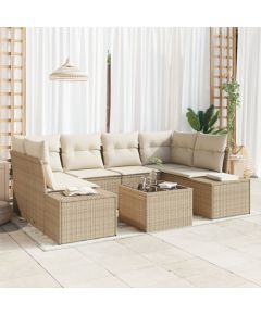 vidaXL 7-częściowy zestaw sof ogrodowych z poduszkami beżowy polirattan Dārza mēbeļu komplekti
