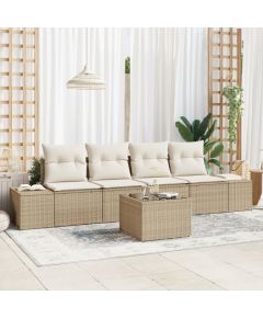 vidaXL 5-częściowy zestaw kanap ogrodowych z poduszkami beżowy polirattan Dārza mēbeļu komplekti