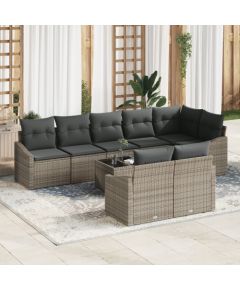 vidaXL 8-częściowy zestaw do jedzenia w ogrodzie z poduszkami czarny polirattan Dārza mēbeļu komplekti