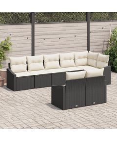 vidaXL 8-częściowy zestaw do jadalni z poduszkami czarny polirattan Dārza mēbeļu komplekti