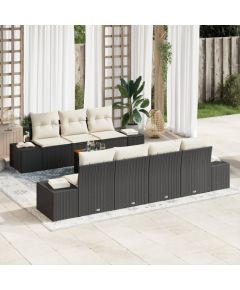 vidaXL 8-częściowy zestaw sofy ogrodowej z poduszkami czarny poli rattan akacja Dārza mēbeļu komplekti