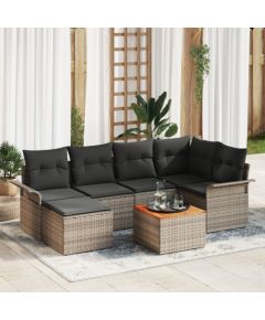 vidaXL 7 Częściowy Zestaw Sofy Ogrodowej z Poduszkami Szary Polirattan Akacja Dārza mēbeļu komplekti