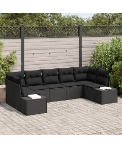 vidaXL 7-elementowy zestaw sof ogrodowych z poduszkami Czarny Rattan Dārza mēbeļu komplekti