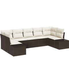 vidaXL 7-częściowy zestaw sof ogrodowych z poduszkami brązowy polirattan Dārza mēbeļu komplekti