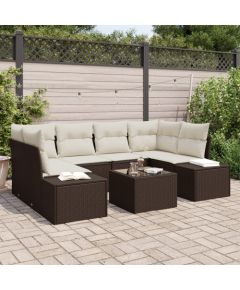 vidaXL 7-częściowy zestaw sofy ogrodowej z poduszkami brązowy polirattanu Dārza mēbeļu komplekti