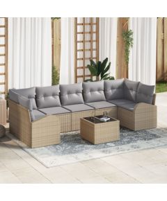 vidaXL 8-częściowy Zestaw Sofy Ogrodowej z Poduszkami Beżowy Polirattan Dārza mēbeļu komplekti