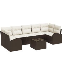 vidaXL 8-częściowy zestaw sof ogrodowych z poduszkami Brązowy Polirattan Dārza mēbeļu komplekti
