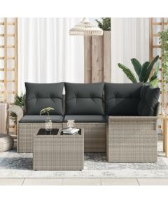 vidaXL Zestaw 5 Częściowej Sofy Ogrodowej z Poduszkami Szary Polirattan Dārza mēbeļu komplekti