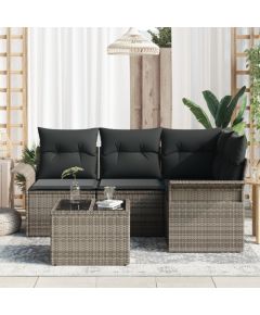 vidaXL Zestaw 4-częściowy sofy ogrodowej z poduszkami czarny polirattan Dārza mēbeļu komplekti