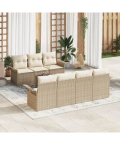 vidaXL Zestaw sof ogrodowych 8-częściowy z poduszkami beżowy polirattan Dārza mēbeļu komplekti