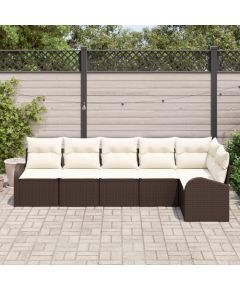 vidaXL Zestaw Sof Ogrodowych 6 Części z Poduszkami Brązowy Polirattan Dārza mēbeļu komplekti