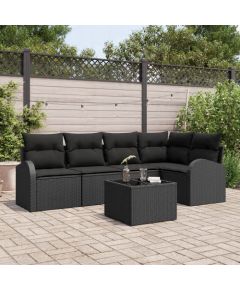 vidaXL vidaXL 6 Częściowy Zestaw Sofy Ogrodowej z Poduszkami czarny Polirattan Dārza mēbeļu komplekti