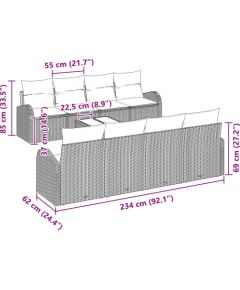 vidaXL Zestaw sof ogrodowych 9 części z poduszkami Beżowy Polirattan Dārza mēbeļu komplekti