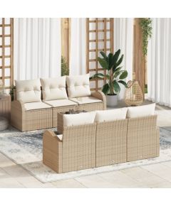 vidaXL 7-częściowy zestaw kanap ogrodowych z poduszkami Beżowy Polirattan Dārza mēbeļu komplekti