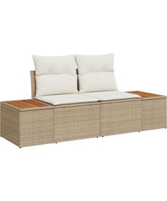 vidaXL Sofa ogrodowa 2-osobowa z poduszkami beżowy poli rattan Dārza mēbeļu komplekti