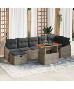 vidaXL 8-częściowy zestaw sofy ogrodowej z poduszkami Szary Poli Rattan Dārza mēbeļu komplekti