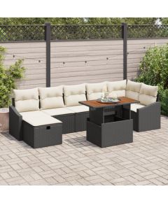 vidaXL Zestaw Sof Ogrodowych 8 Części z Poduszkami Czarny Polirattan Dārza mēbeļu komplekti
