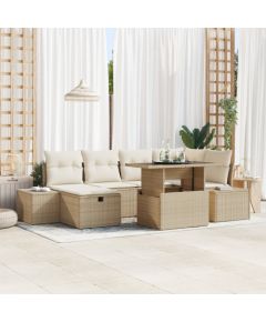 vidaXL 7-częściowy Zestaw Sofy Ogrodowej z Poduszkami Beżowy Polirattan Dārza mēbeļu komplekti
