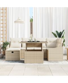 vidaXL Beżowy zestaw kanap ogrodowych z poduszkami Rattan Dārza mēbeļu komplekti