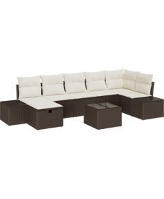 vidaXL 8-częściowy zestaw sof ogrodowych z poduszkami Brązowy Polirattan Dārza mēbeļu komplekti