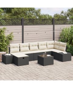 vidaXL 8-elementowy zestaw sof ogrodowych z poduszkami czarny polirattan Dārza mēbeļu komplekti