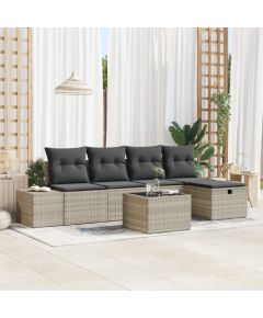 vidaXL 6-elementowy Zestaw Sof Ogrodowych z Poduszkami Jasnoszary Polirattan Dārza mēbeļu komplekti