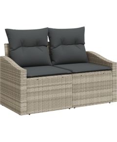 vidaXL 8 Częściowy Zestaw Sofy Ogrodowej z Poduszkami Jasnoszary Rattan Dārza mēbeļu komplekti