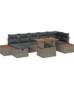 vidaXL 8-częściowy zestaw sof ogrodowych z poduszkami szary rattan Dārza mēbeļu komplekti