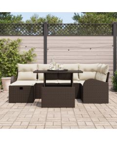 vidaXL 7-częściowy zestaw sof ogrodowych z poduszkami, brązowy poli rattan Dārza mēbeļu komplekti