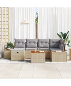 vidaXL 7-częściowy zestaw sof ogrodowych z poduszkami jasnoszary polirattan Dārza mēbeļu komplekti