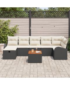 vidaXL 8-częściowy zestaw kanapowy do ogrodu z poduszkami czarny rattan Dārza mēbeļu komplekti