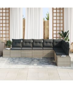 vidaXL Zestaw sof ogrodowych w 8 częściach z poduszkami Jasnoszary Polirattan Dārza mēbeļu komplekti