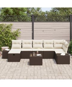 vidaXL 8-częściowy zestaw sofy ogrodowej z poduszkami brązowy polirattan Dārza mēbeļu komplekti