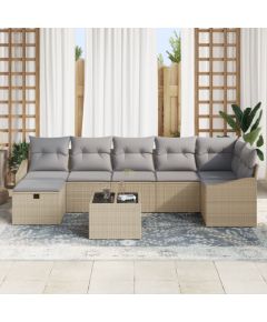 vidaXL Zestaw Sof Ogrodowych 8 Elementów z Poduszkami Beżowy Polirattan Dārza mēbeļu komplekti