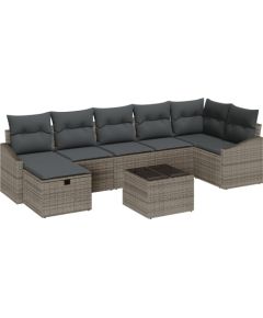 vidaXL Zestaw sofy ogrodowej 8-częściowej z poduszkami szary polirattan Dārza mēbeļu komplekti