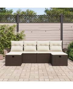 vidaXL 6-częściowy zestaw sof ogrodowych z poduszkami Brązowy Polirattan Dārza mēbeļu komplekti