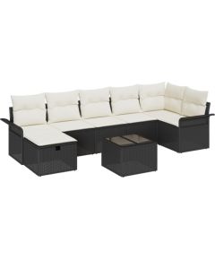 vidaXL Zestaw sofy ogrodowej 8-częściowej z poduszkami czarny polirattan Dārza mēbeļu komplekti
