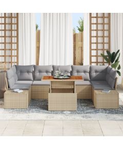 vidaXL 8-częściowy zestaw sof ogrodowych z poduszkami Beżowy polirattan Dārza mēbeļu komplekti