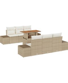 vidaXL Zestaw sof ogrodowych 7 części z poduszkami Beżowy Polirattan Dārza mēbeļu komplekti